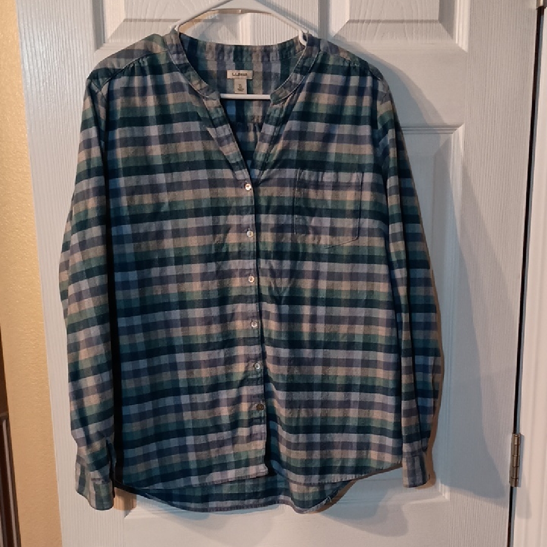 L. L. Bean Women's Size Xl Button Down Flannel Long Sleeve Shirt (Z100)
